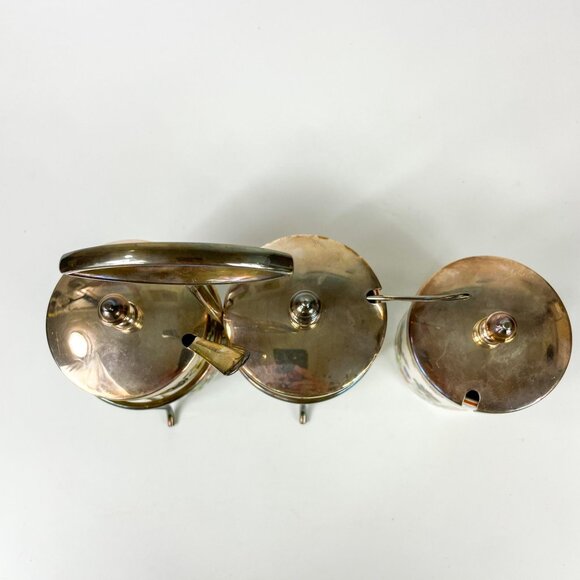 Royal Norfolk Staffordshire UK Condiment Jars Set Of 3 With Holder Spoons Floral - Picture 3 of 8